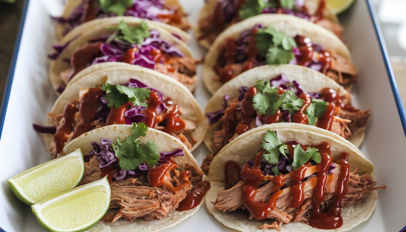 Slow Cooked Mini BBQ Pulled Pork Tacos